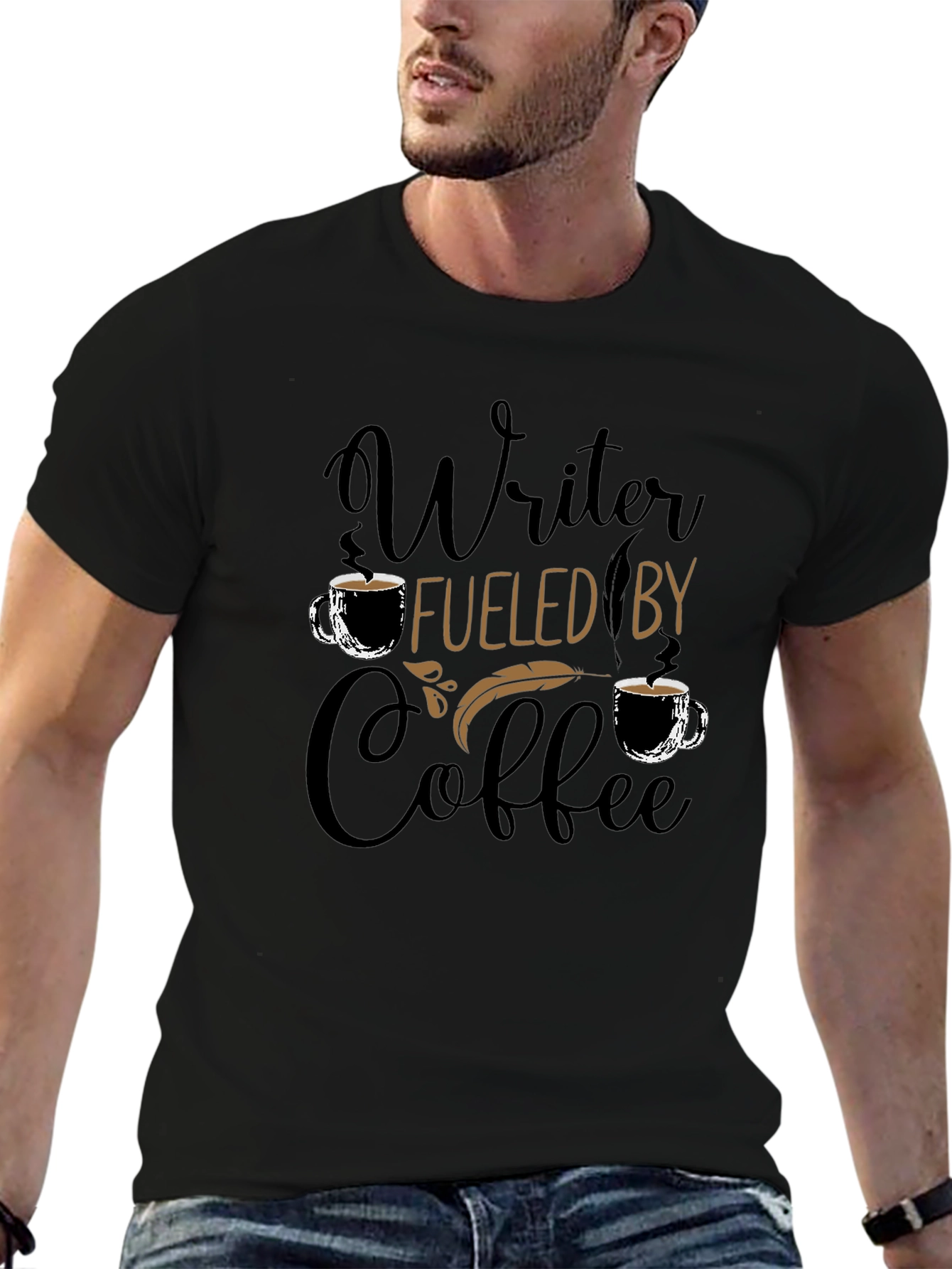 Writer Fuel Coffee T-Shirt - Black Cotton Tee