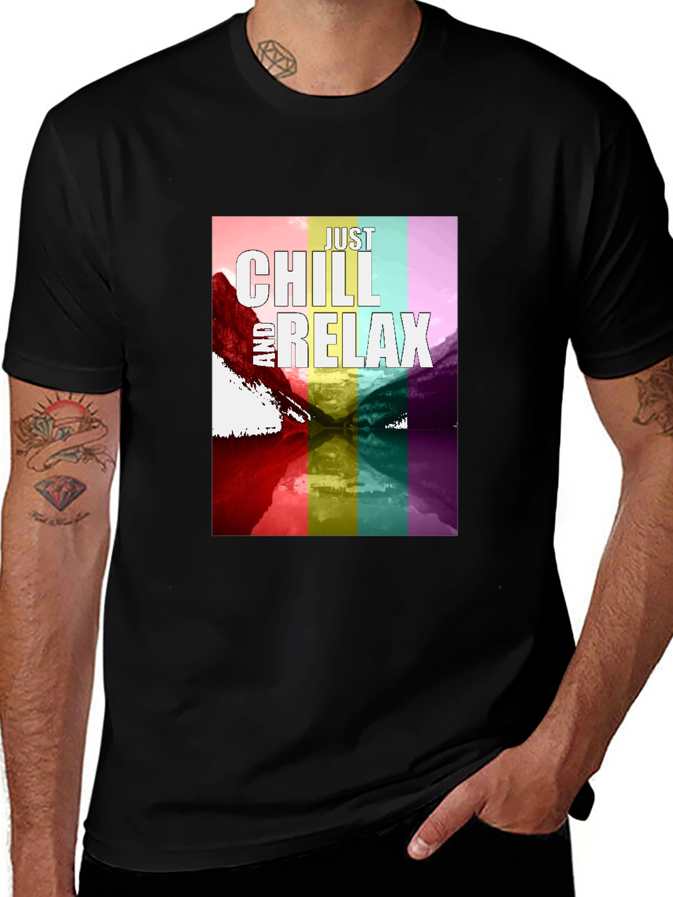 Just Chill and Relax T-Shirt - Rainbow Design