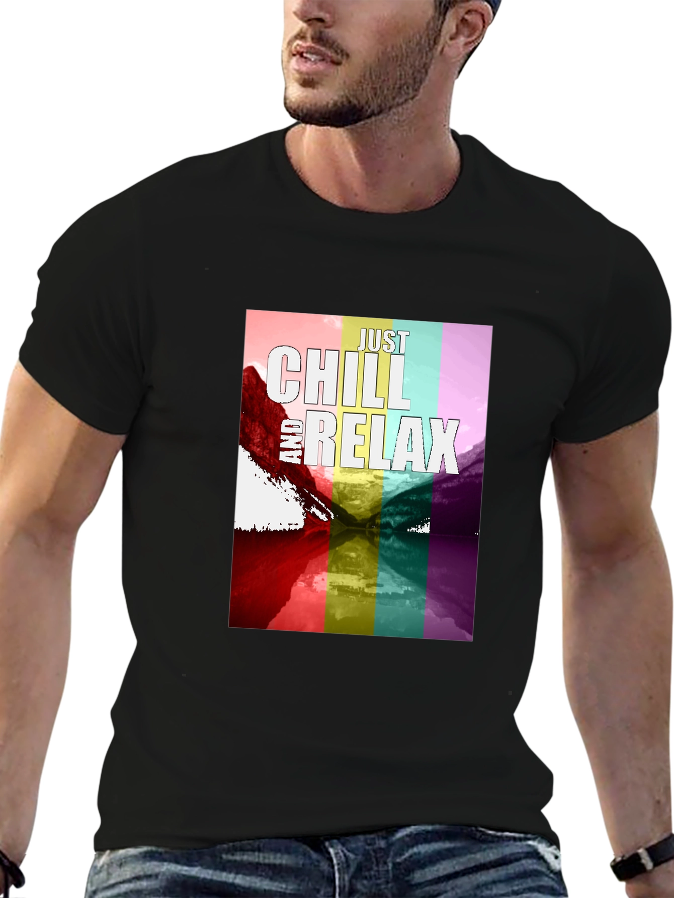 Just Chill and Relax T-Shirt - Rainbow Design
