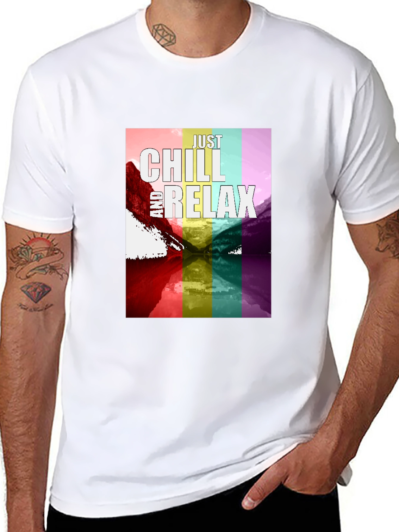 Just Chill and Relax T-Shirt - Rainbow Design