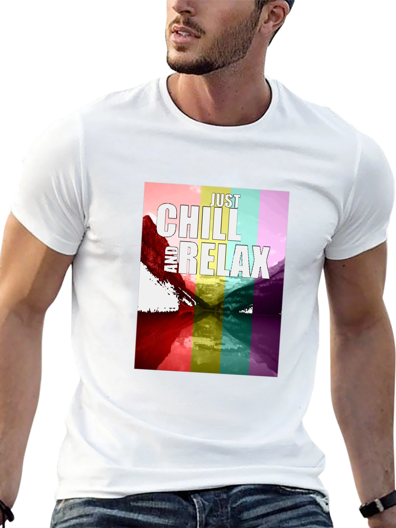 Just Chill and Relax T-Shirt - Rainbow Design
