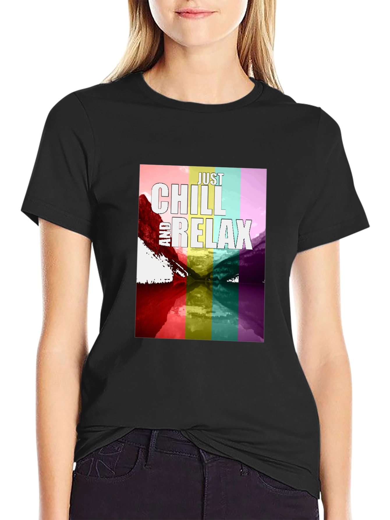 Just Chill and Relax T-Shirt - Rainbow Design