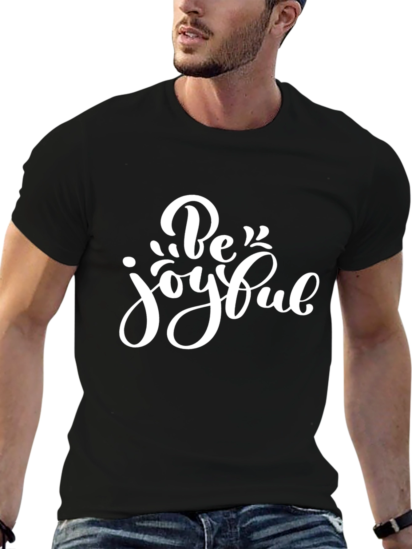 Be Joyful Graphic Print Crew Neck T-Shirt
