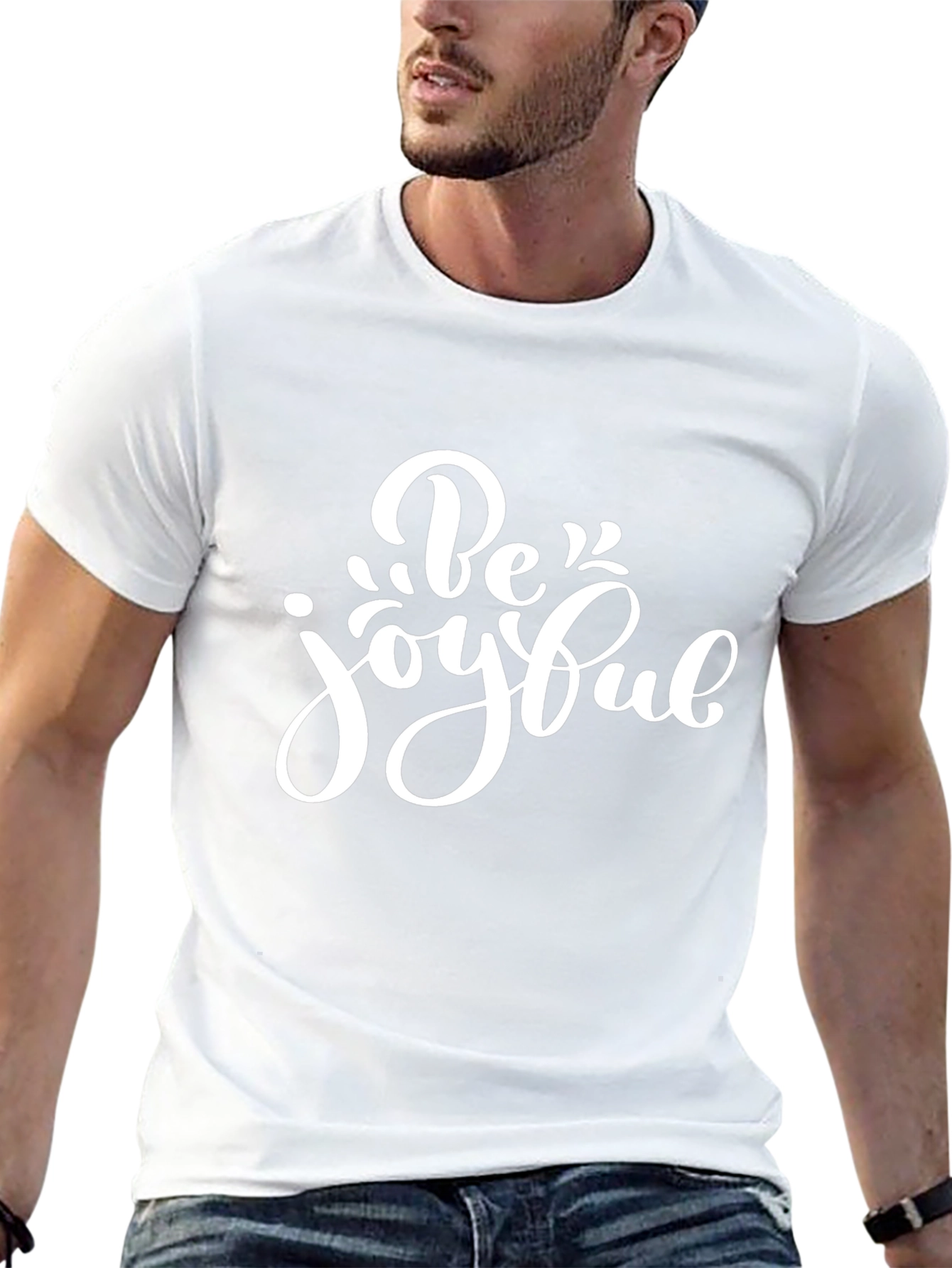 Be Joyful Graphic Print Crew Neck T-Shirt