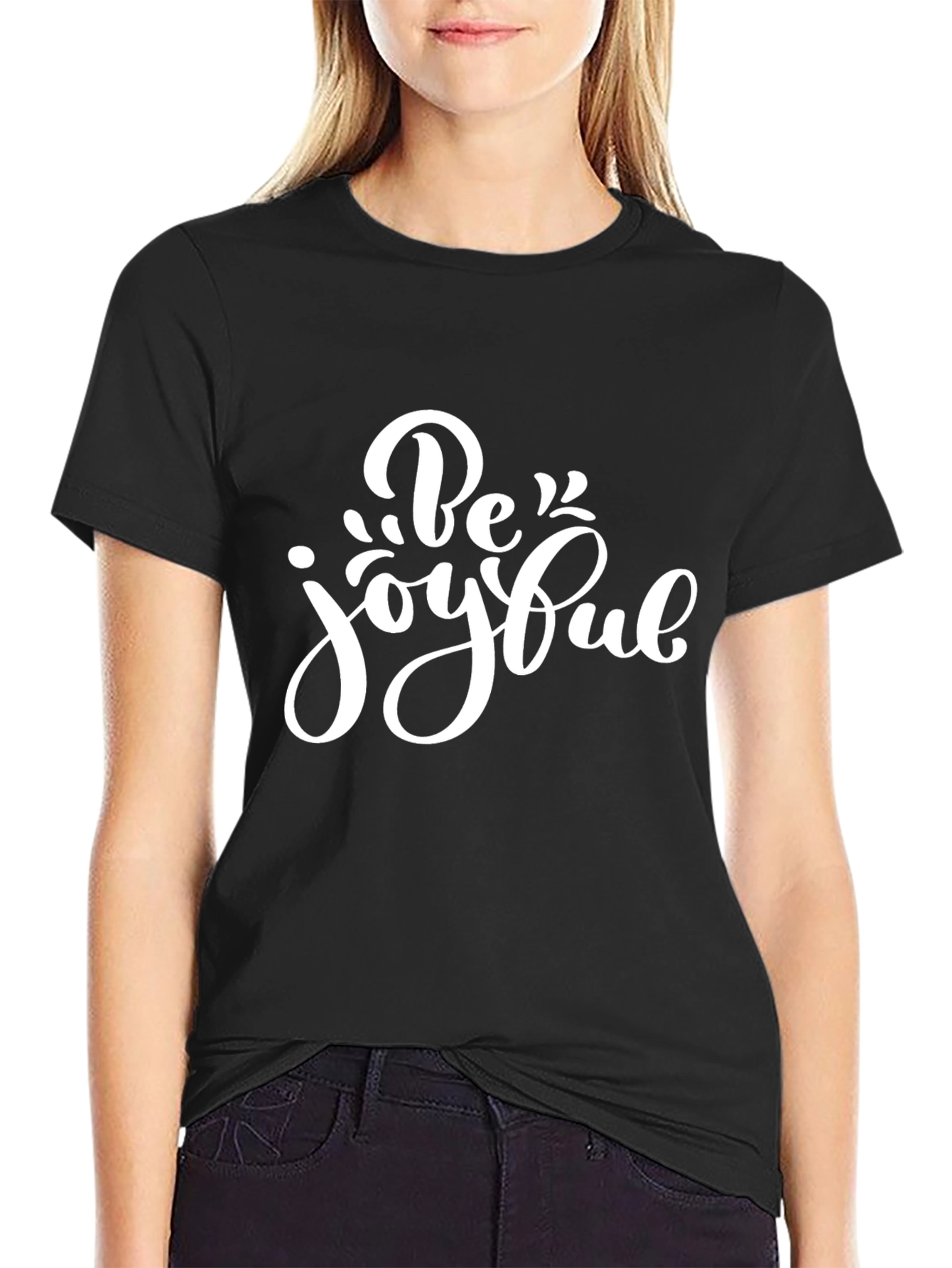 Be Joyful Graphic Print Crew Neck T-Shirt
