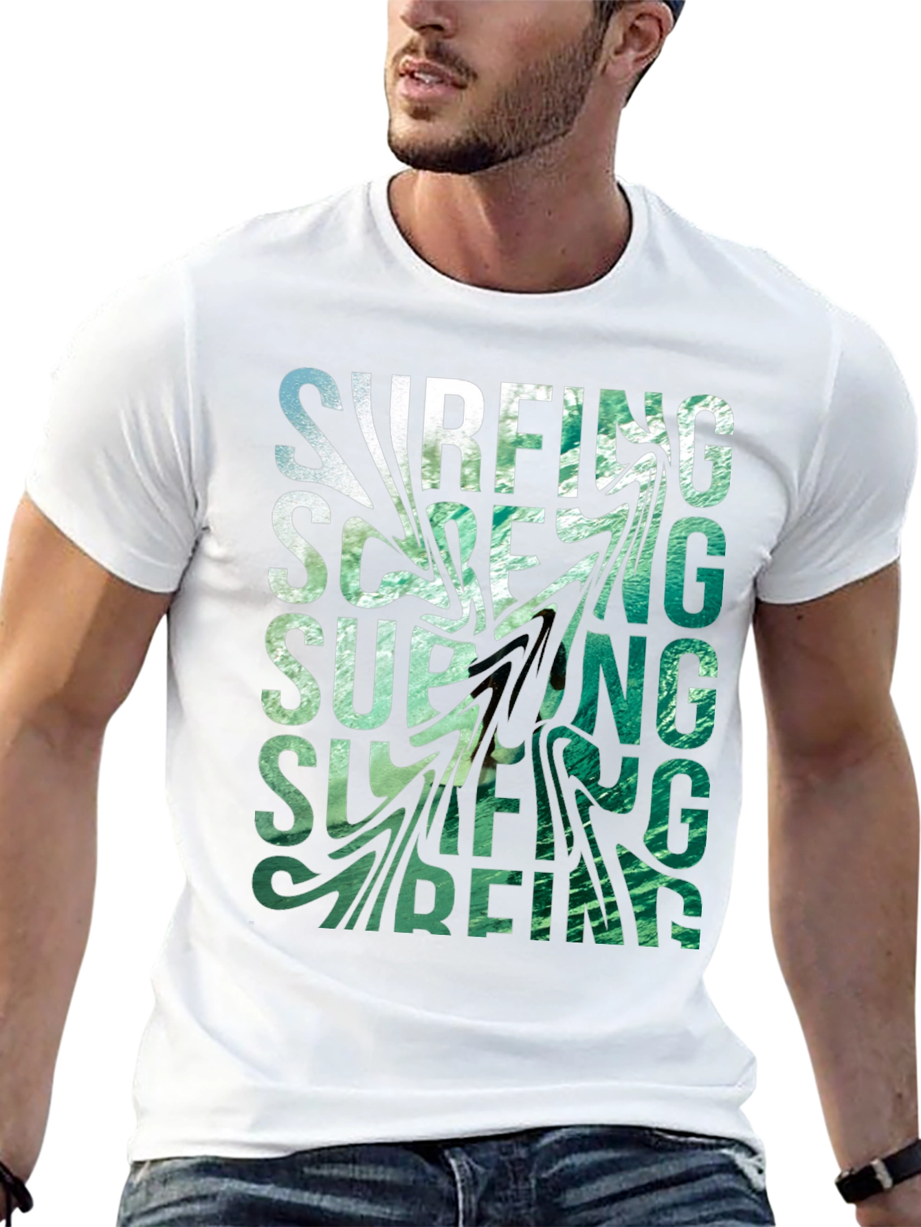 Surfing Graphic Black T-Shirt