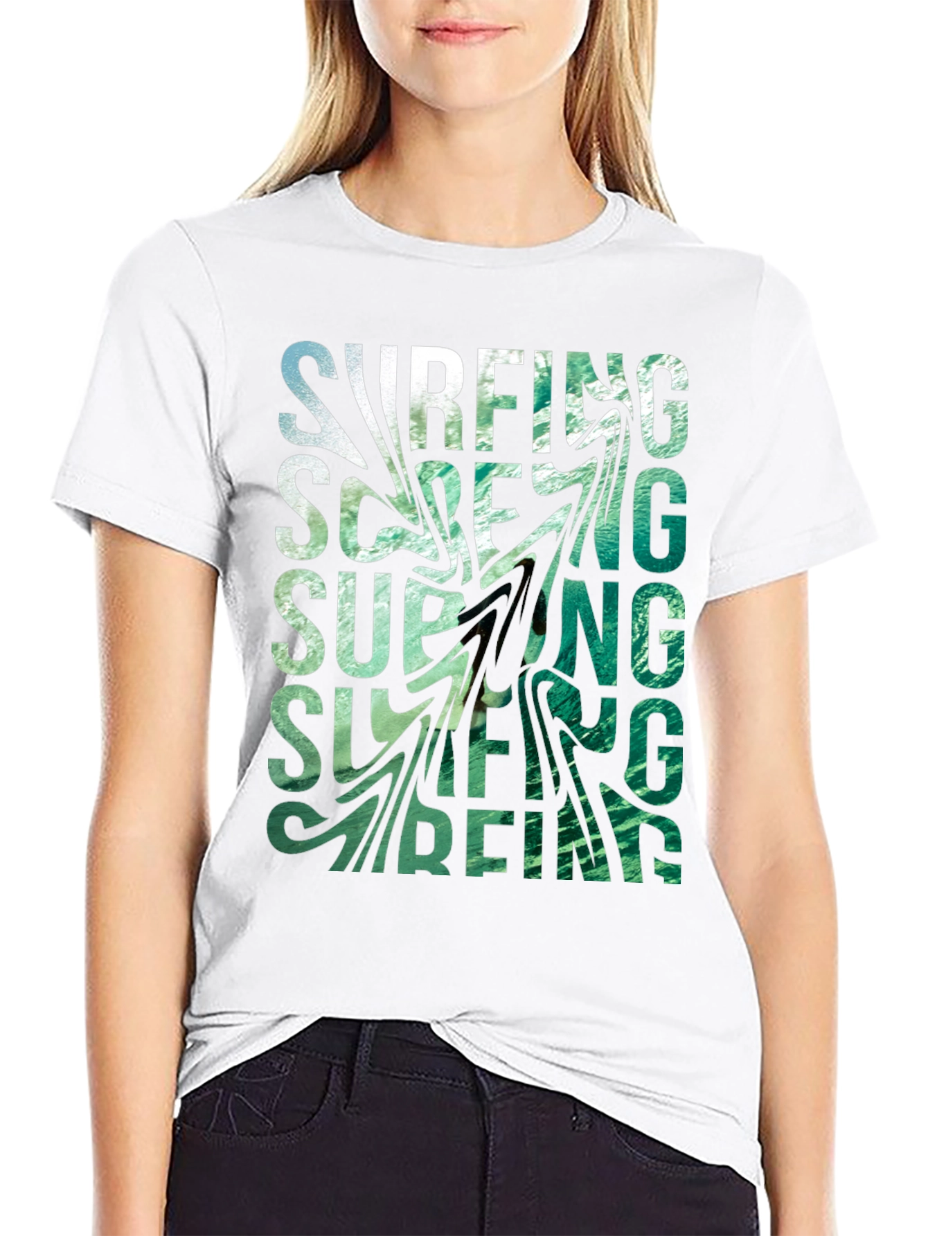 Surfing Graphic Black T-Shirt