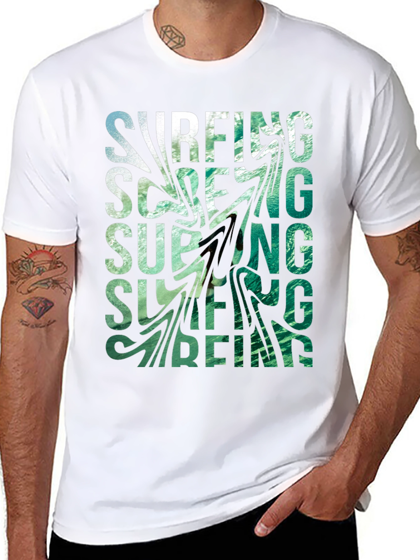 Surfing Graphic Black T-Shirt
