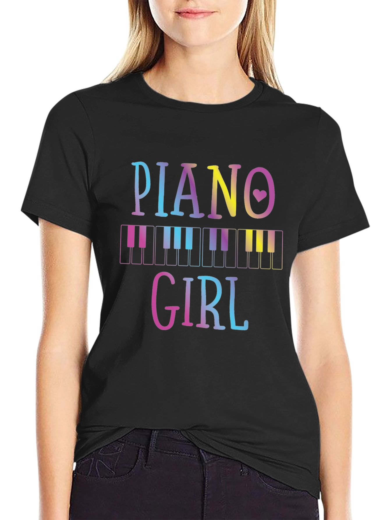 Piano Girl Graphic Tee - Music Lover T-Shirt