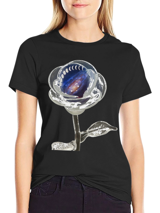 Galaxy Rose Graphic Tee - Unique Space Design