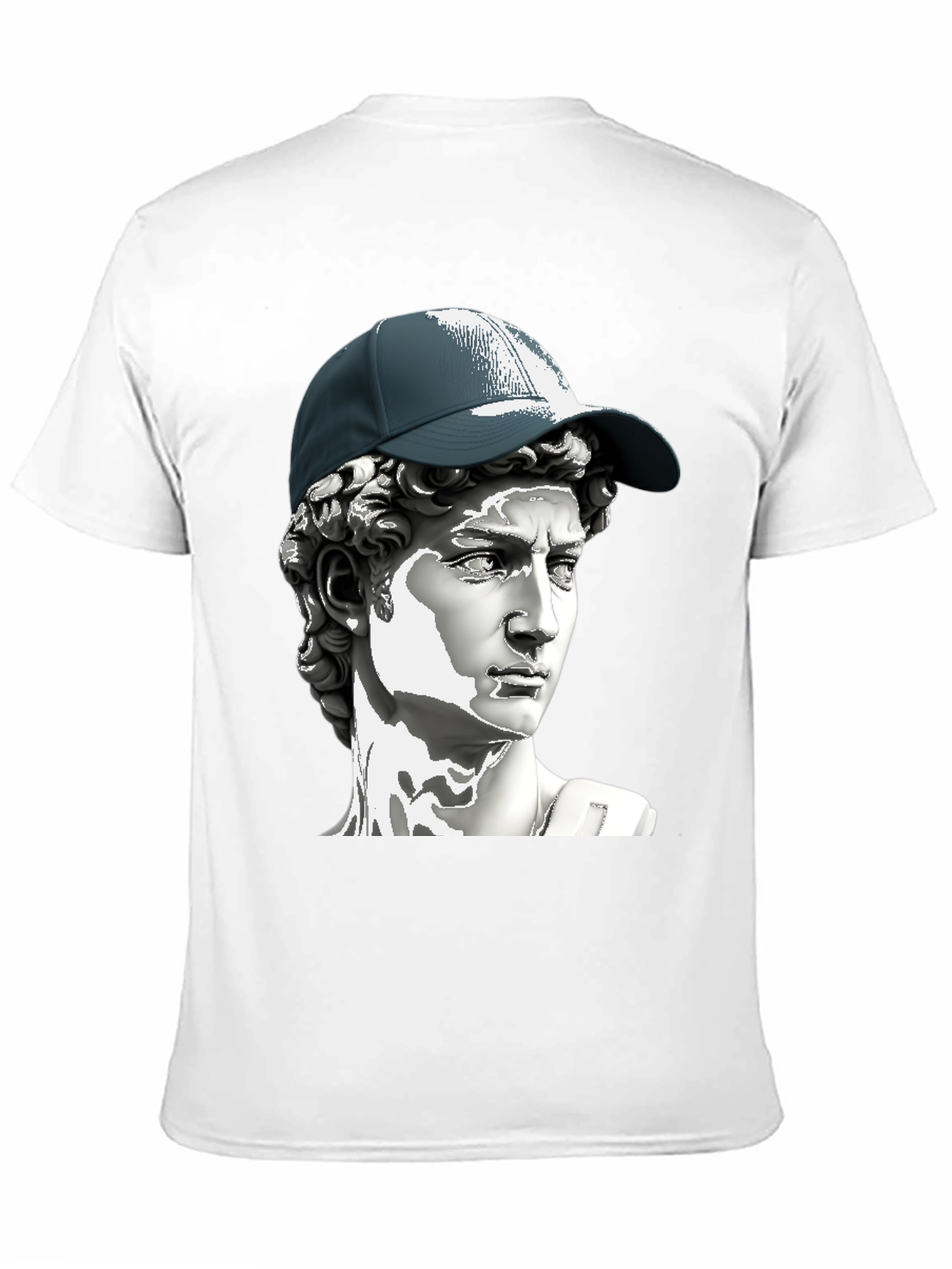 David Statue with Baseball Cap Graphic T-Shirt