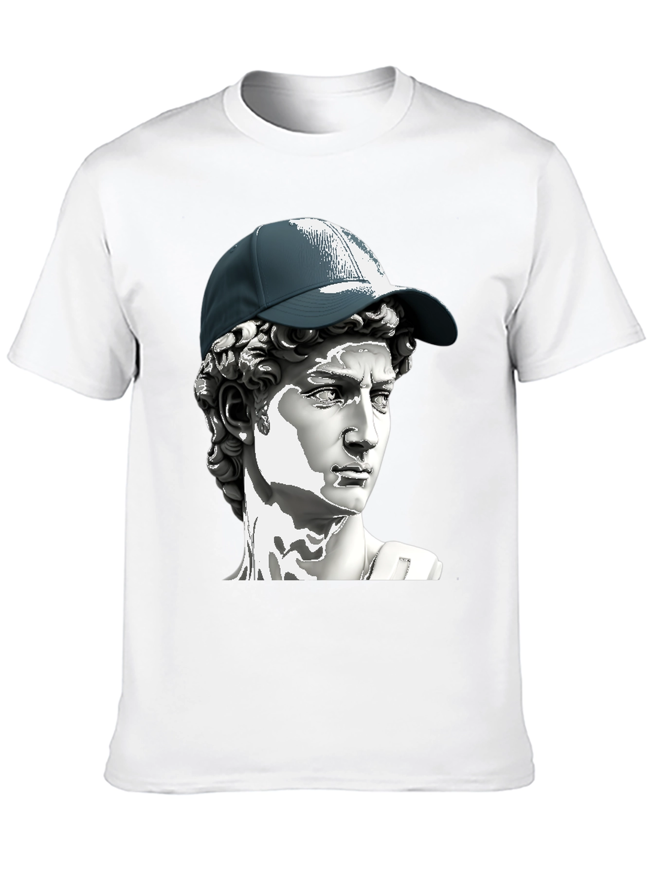 David Statue with Baseball Cap Graphic T-Shirt