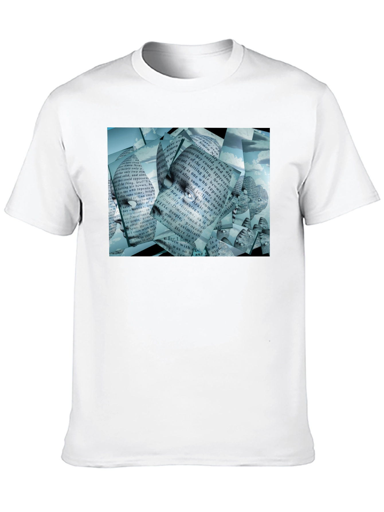 Abstract Face Text Print T-Shirt