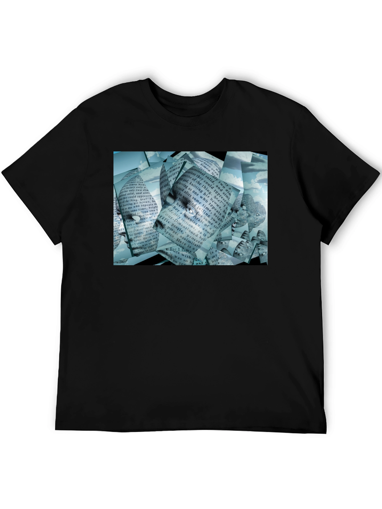 Abstract Face Text Print T-Shirt
