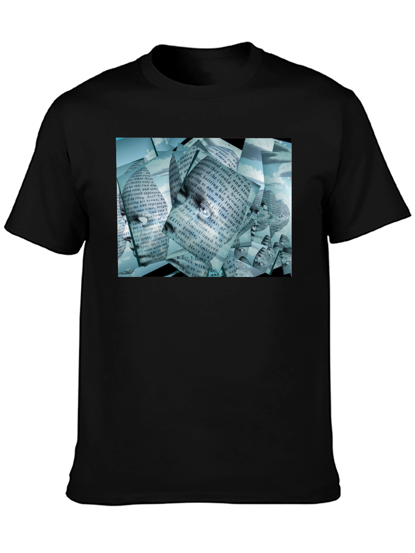 Abstract Face Text Print T-Shirt