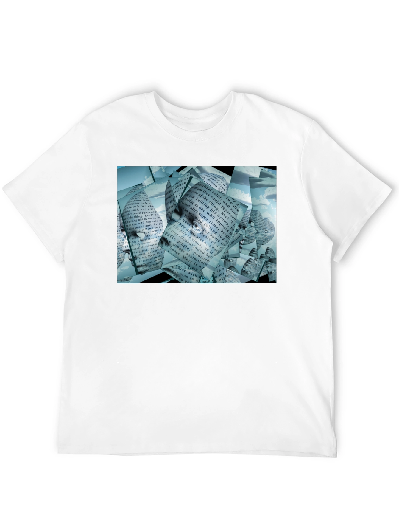 Abstract Face Text Print T-Shirt