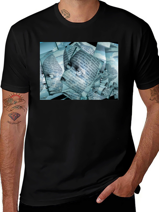 Abstract Face Text Print T-Shirt