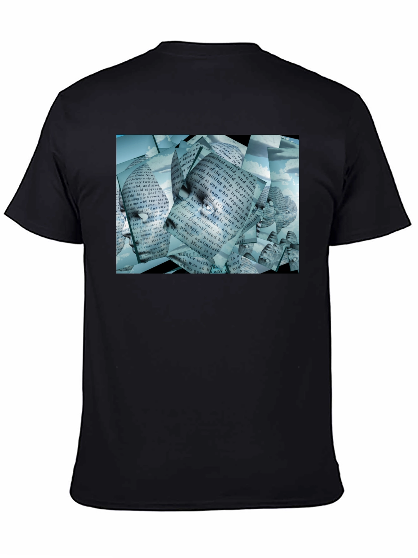 Abstract Face Text Print T-Shirt