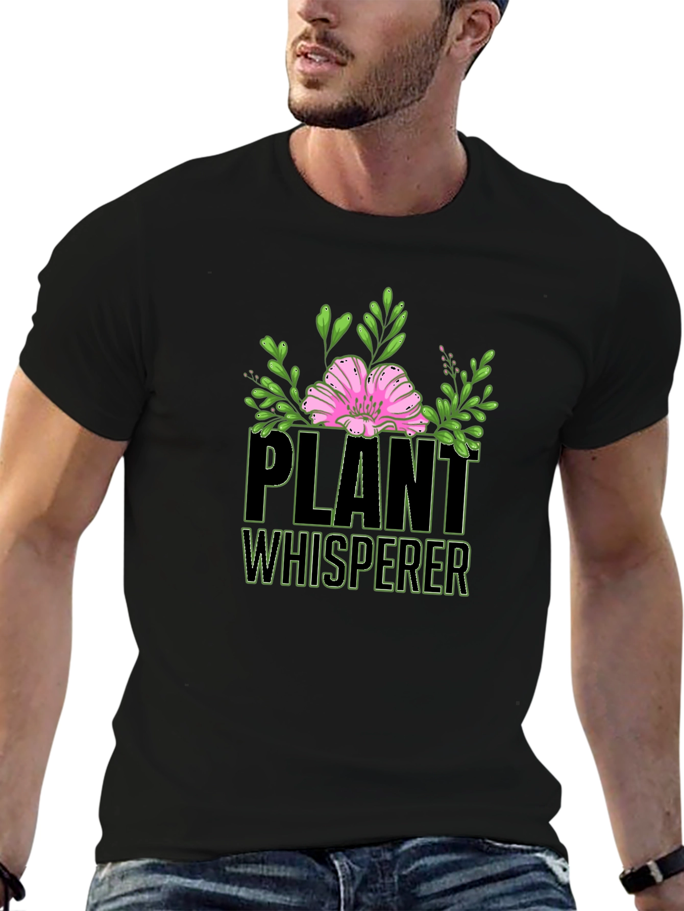 Plant Whisperer Graphic T-Shirt - Black Cotton Tee