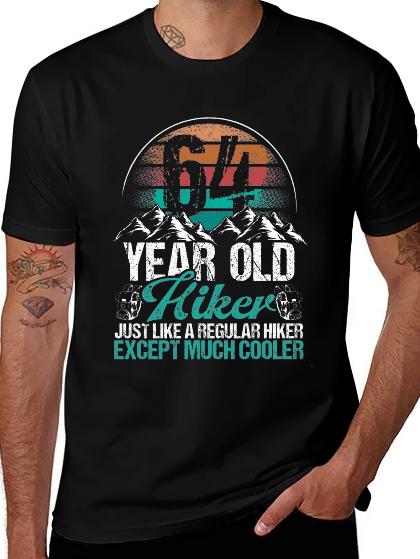 64 Year Old Hiker T-Shirt - Cool Hiking Apparel