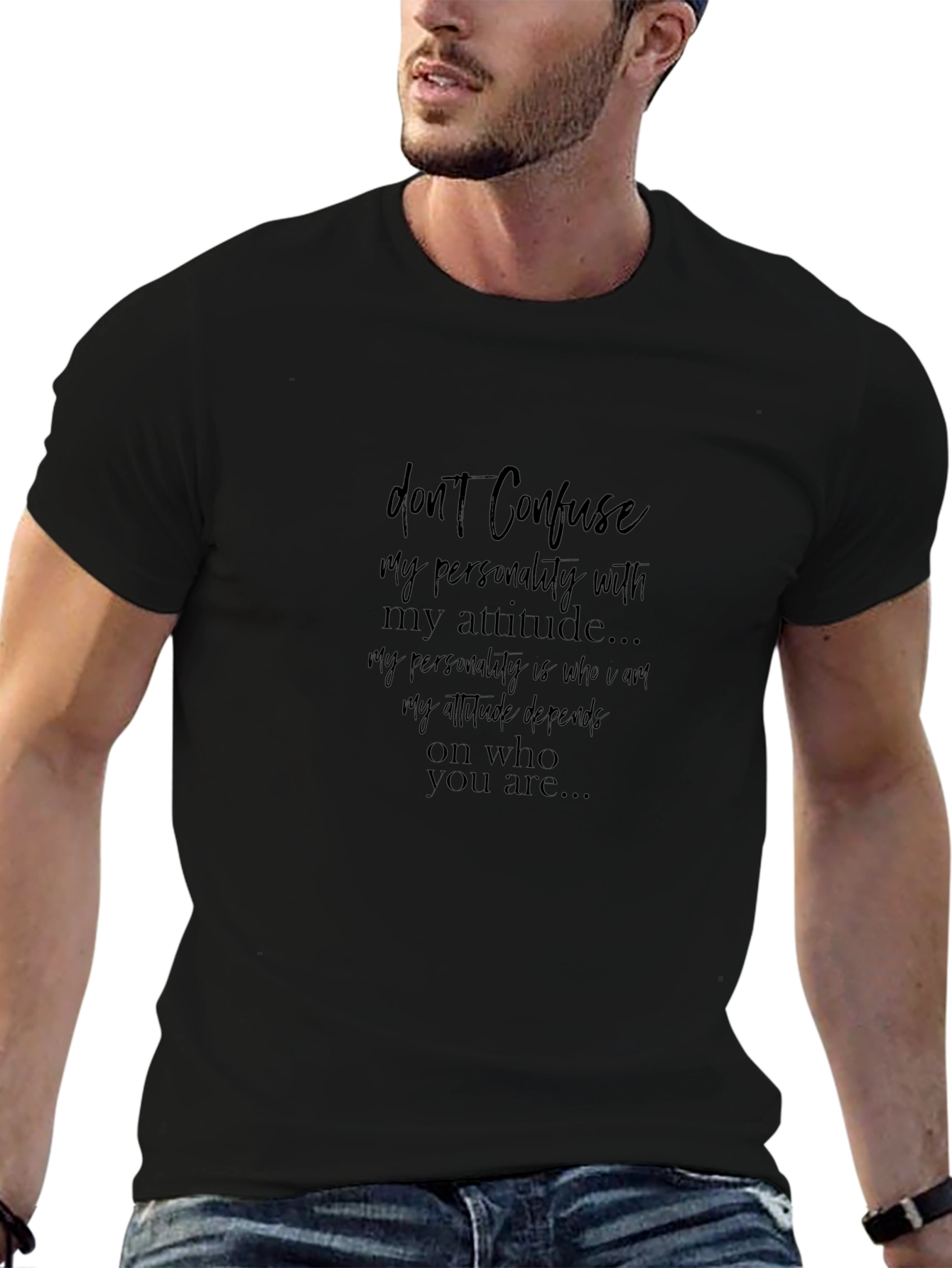 Dont Confuse My Personality T-Shirt - Stylish Black Tee