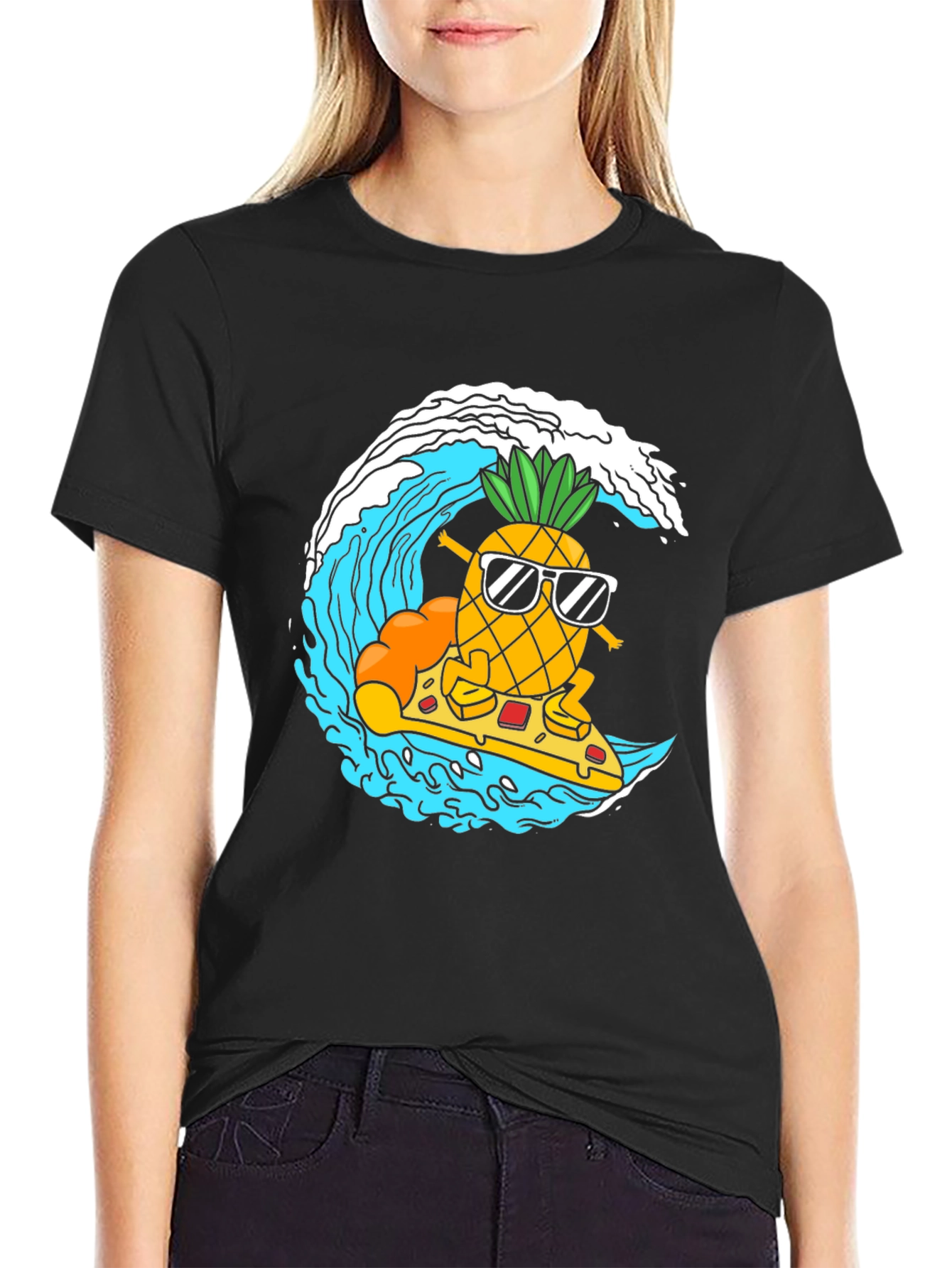 Surfing Pineapple Pizza T-Shirt
