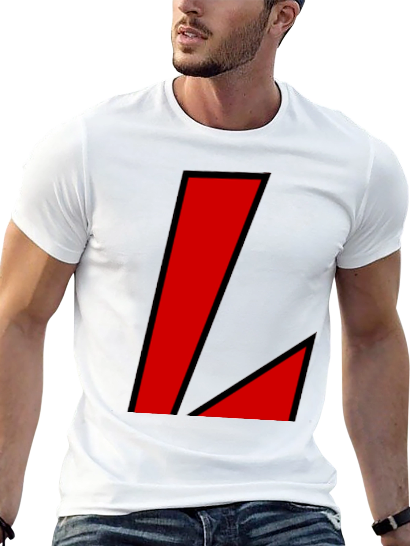 Bold Red Geometric Graphic T-Shirt