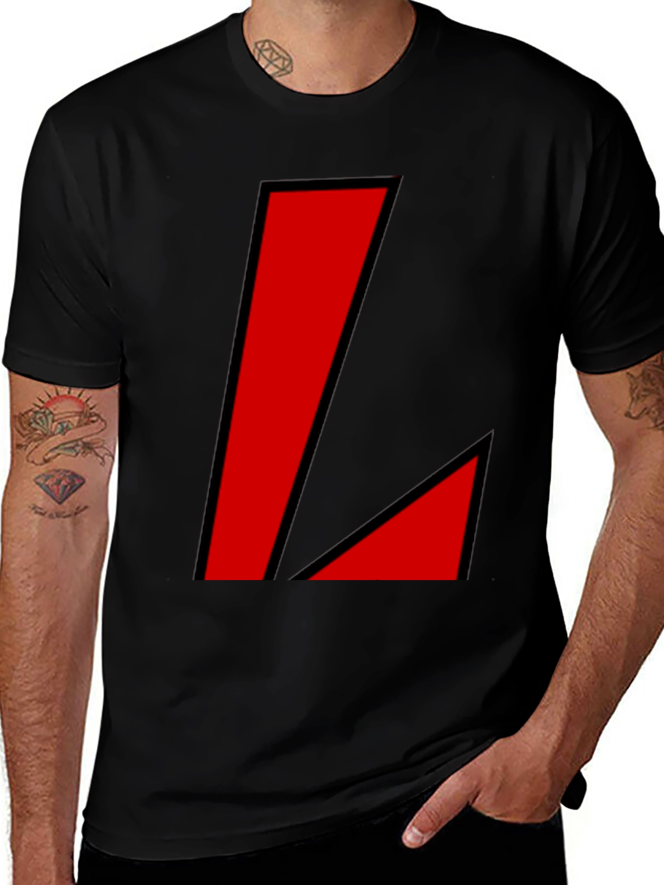 Bold Red Geometric Graphic T-Shirt