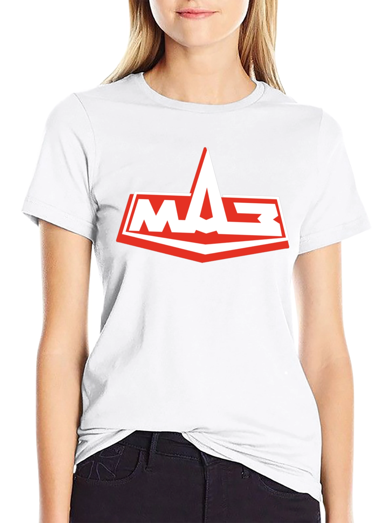 Mens Black T-Shirt with White and Red Logo