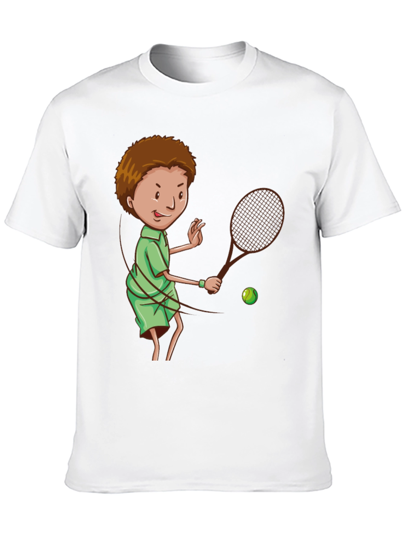 Tennis Player Cartoon Graphic Black T-Shirt