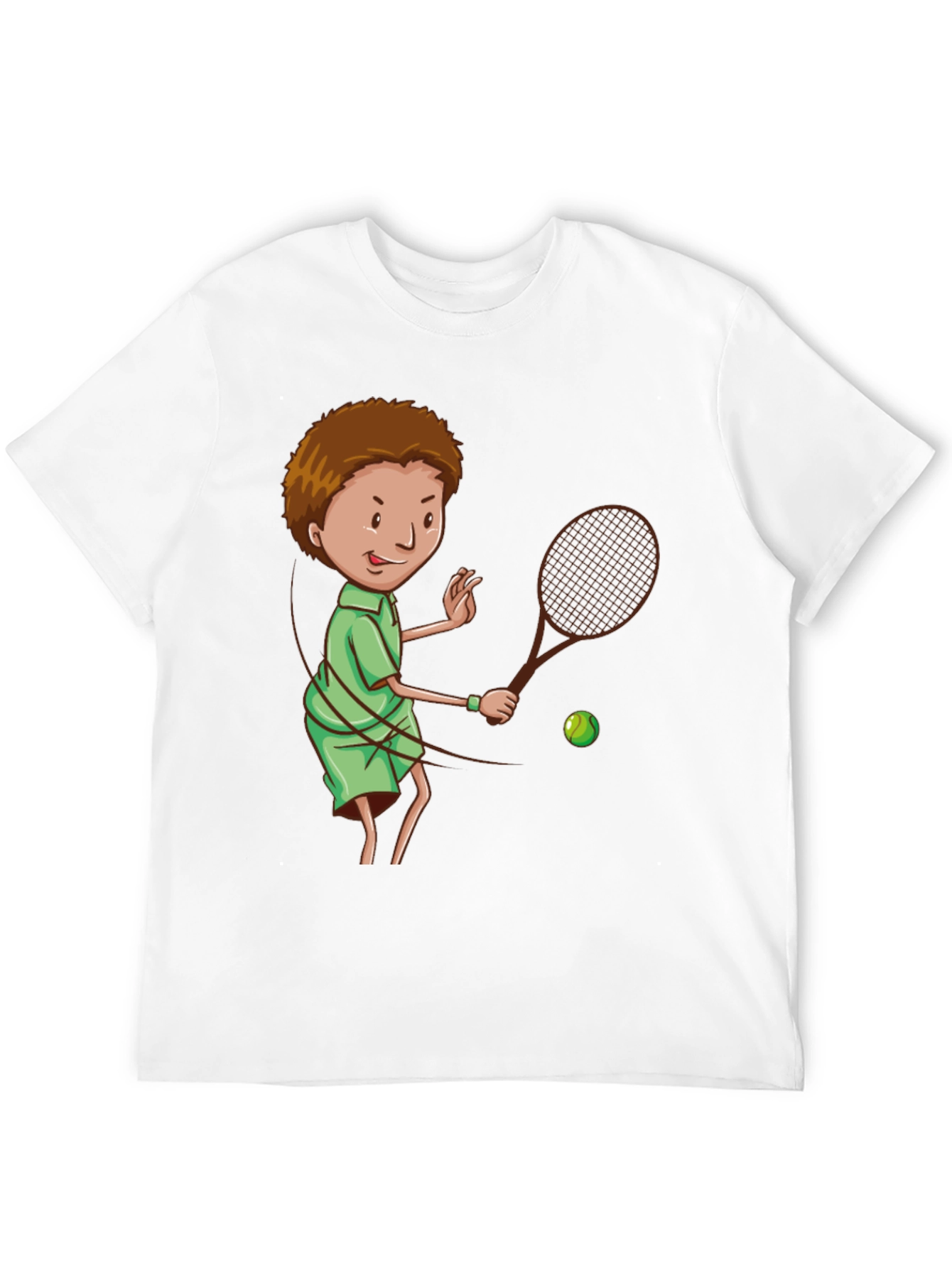 Tennis Player Cartoon Graphic Black T-Shirt