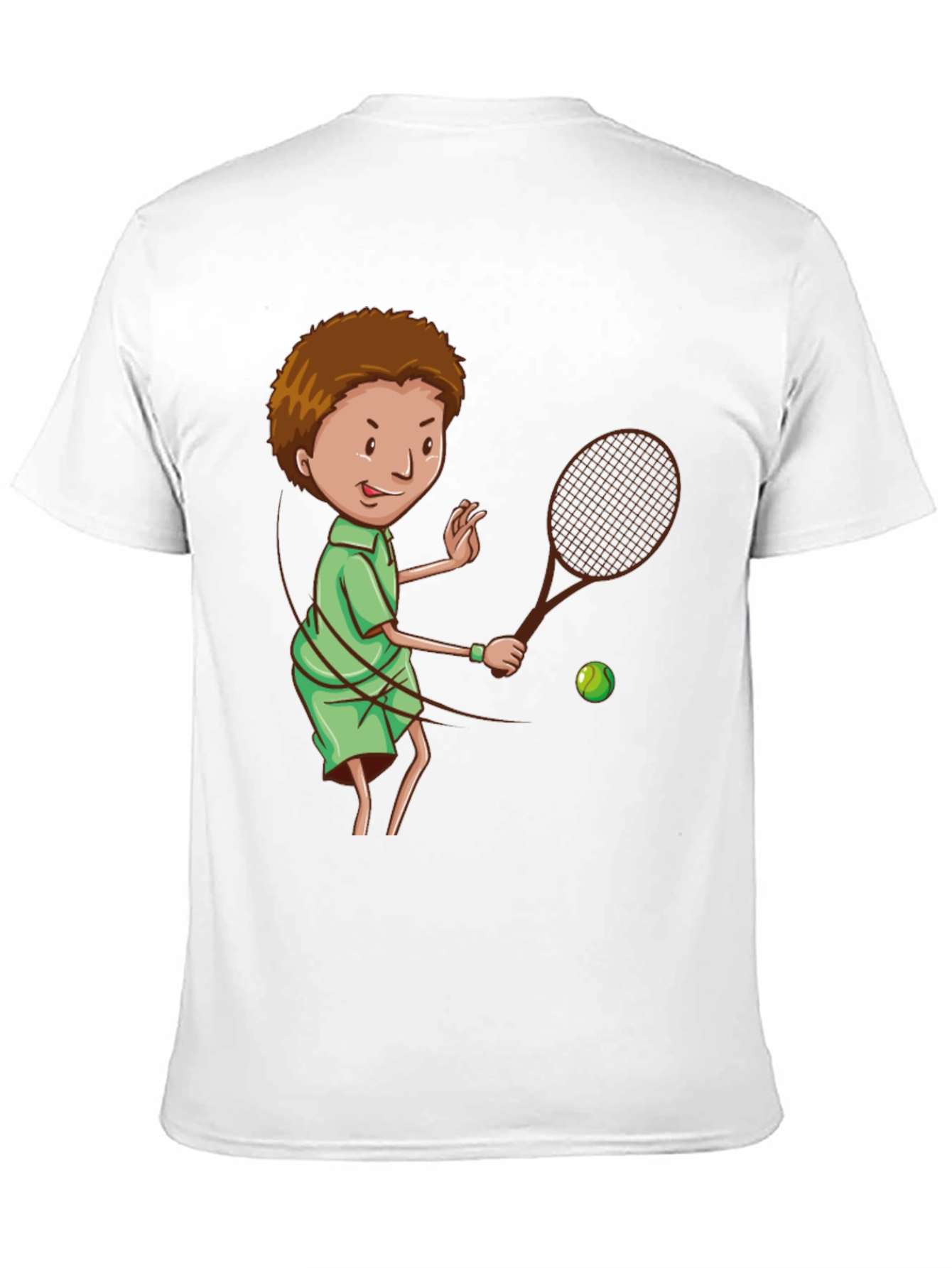 Tennis Player Cartoon Graphic Black T-Shirt