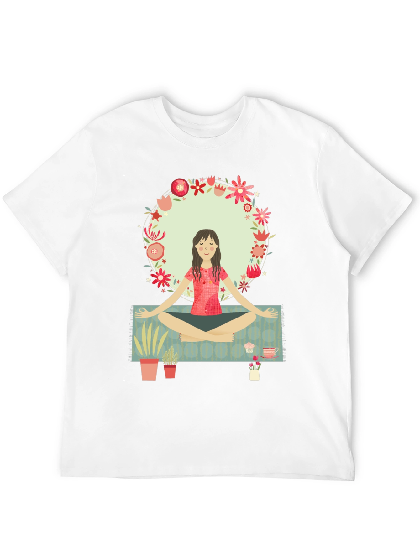Yoga Girl Flower Circle Graphic Tee
