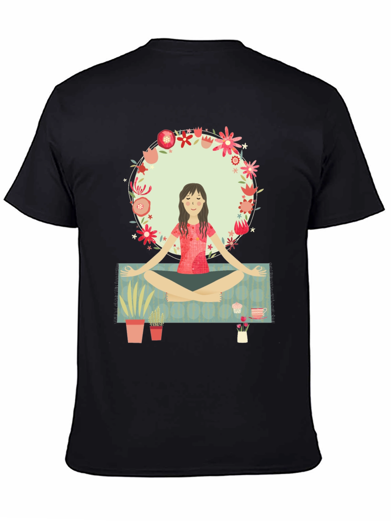 Yoga Girl Flower Circle Graphic Tee