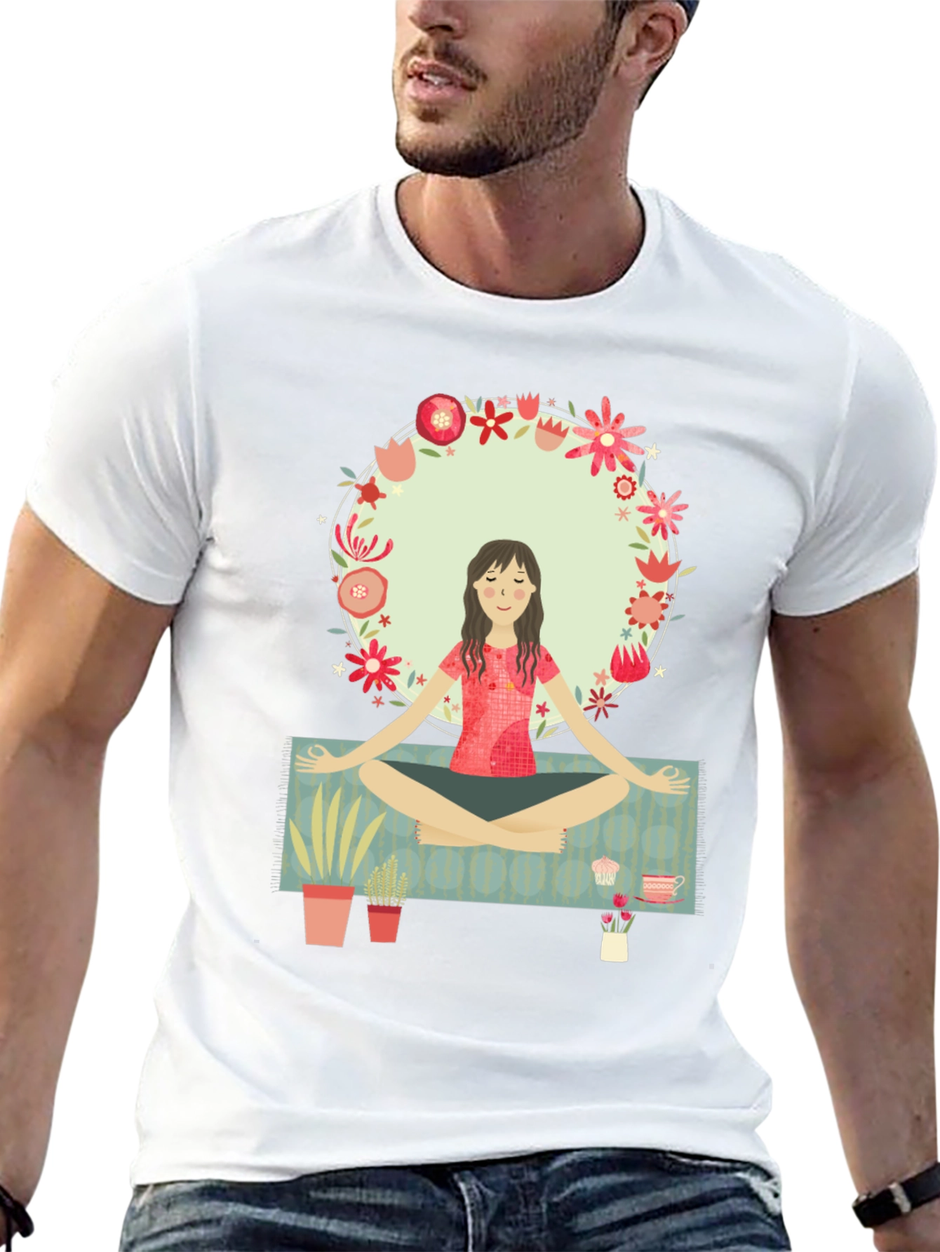 Yoga Girl Flower Circle Graphic Tee