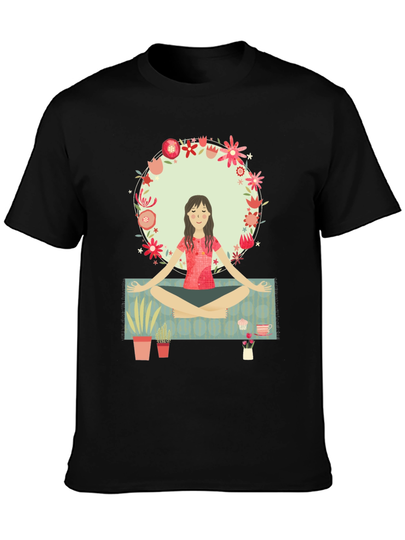 Yoga Girl Flower Circle Graphic Tee