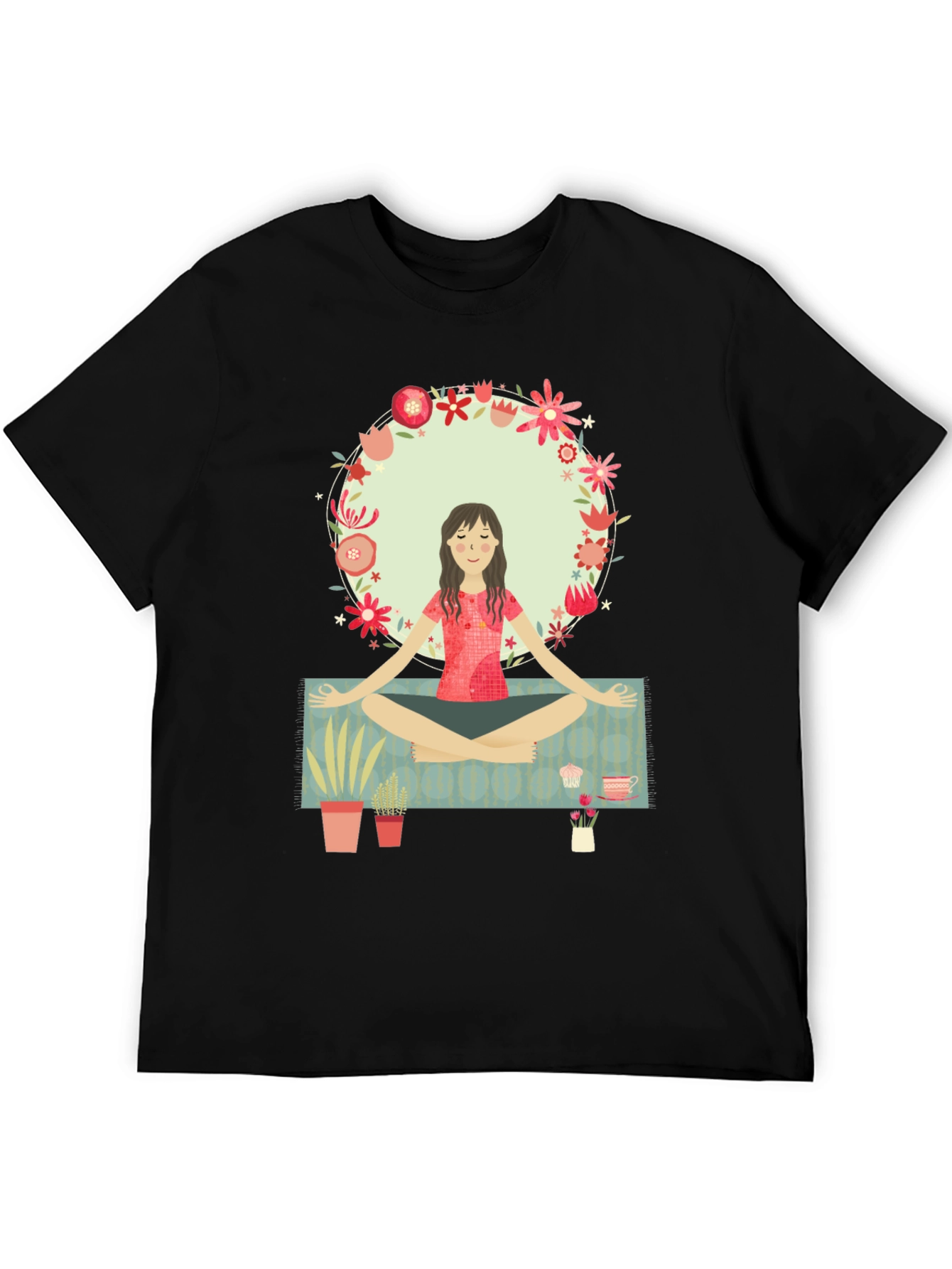 Yoga Girl Flower Circle Graphic Tee