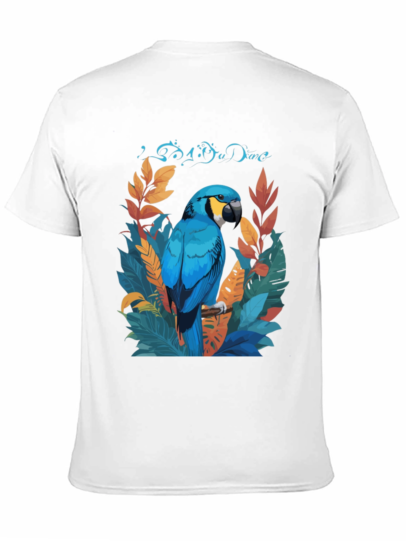 Tropical Parrot Graphic Tee - Black Casual T-Shirt