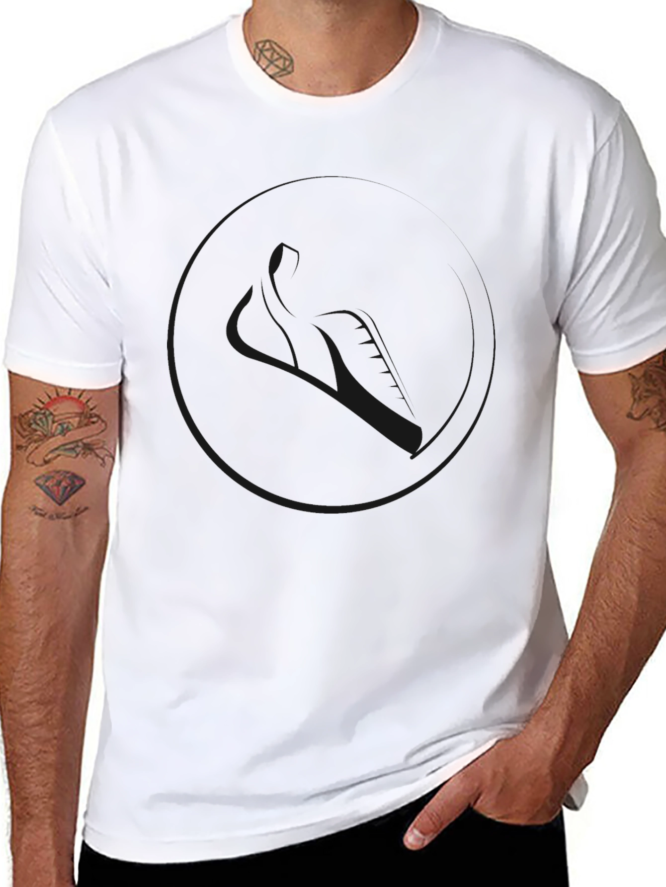 Mens Solid Black Crew Neck T-Shirt