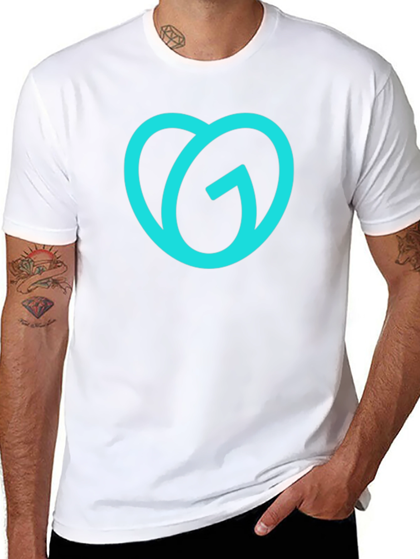 Trendy Teal Logo Black T-Shirt