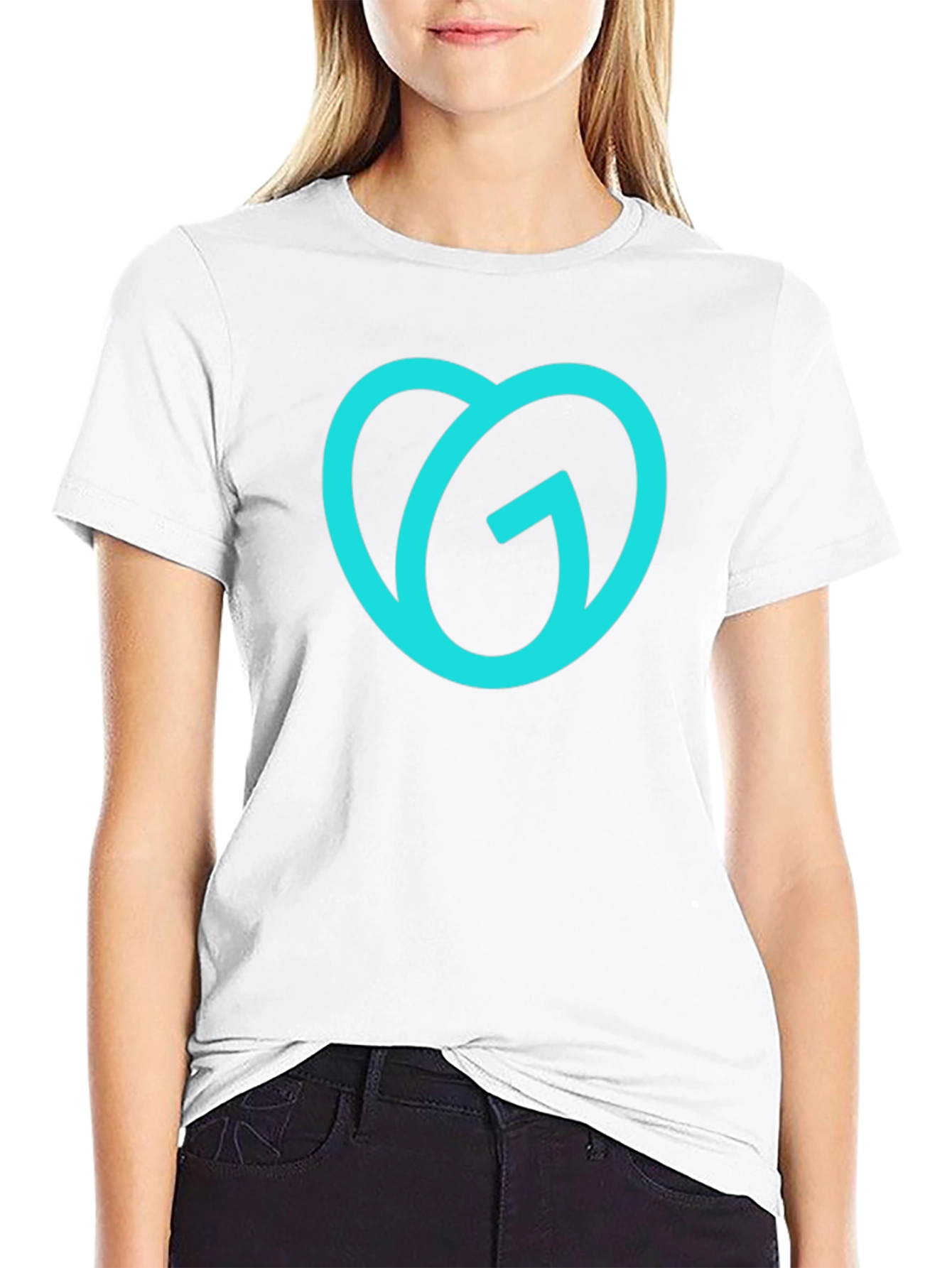 Trendy Teal Logo Black T-Shirt