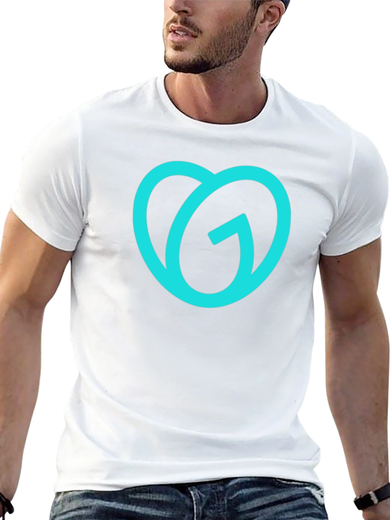 Trendy Teal Logo Black T-Shirt