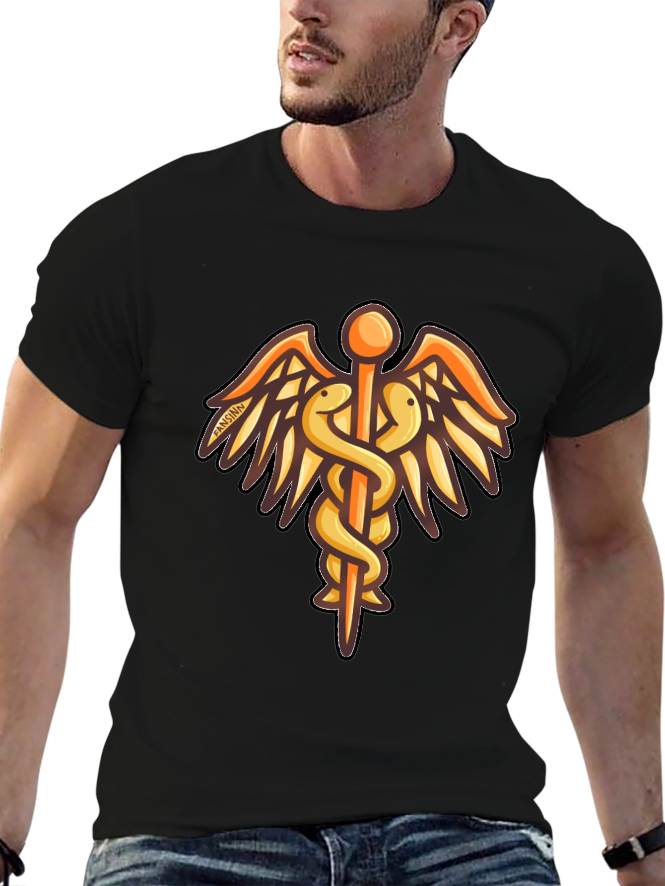Caduceus Graphic Black T-Shirt