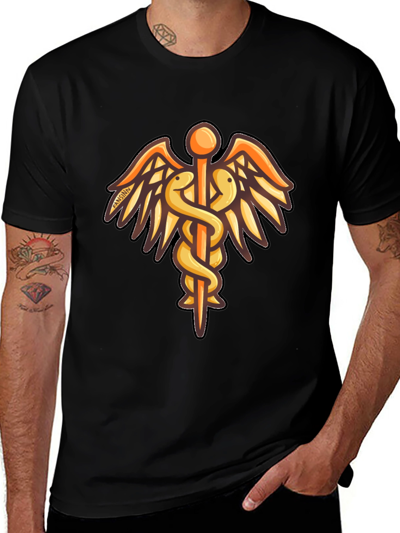 Caduceus Graphic Black T-Shirt