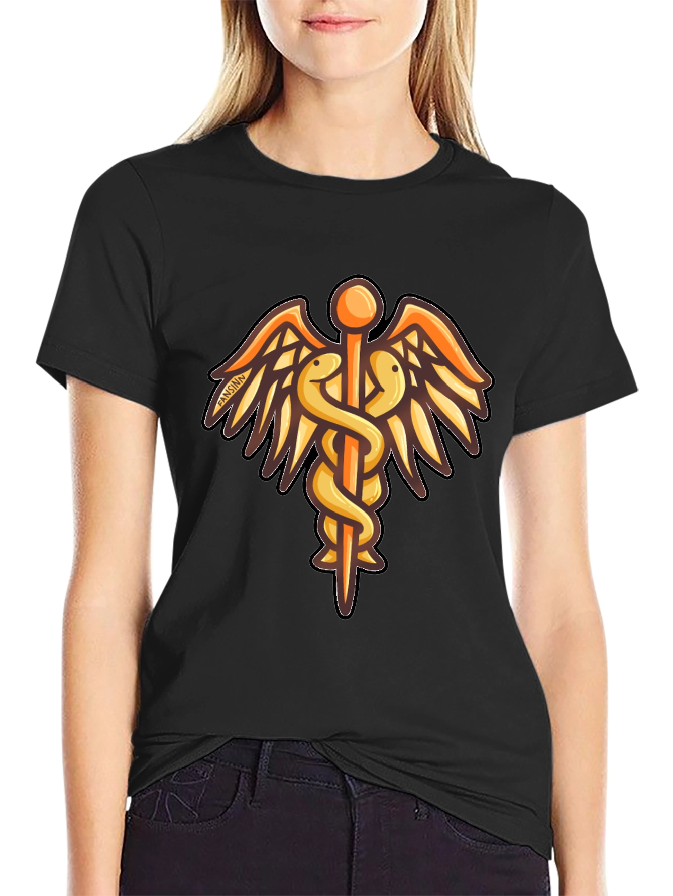 Caduceus Graphic Black T-Shirt