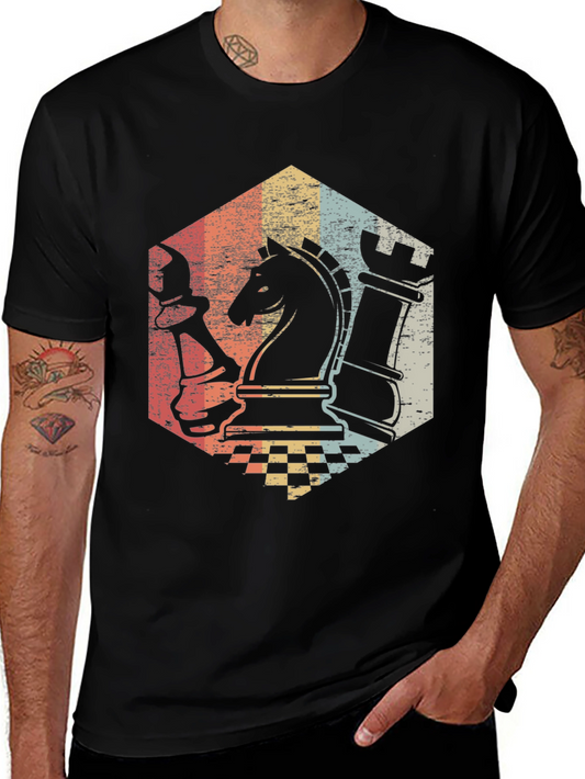 Vintage Chess Piece Graphic T-Shirt - Retro Board Game Tee
