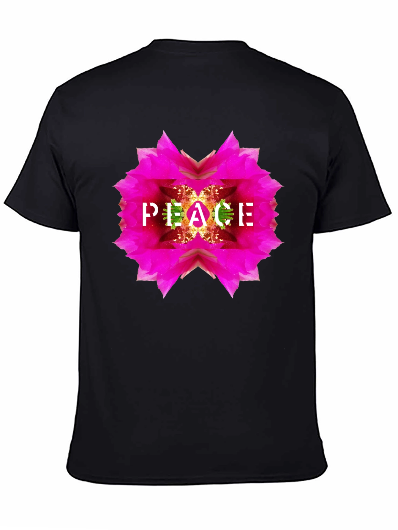 Peace Flower Graphic T-Shirt - Black
