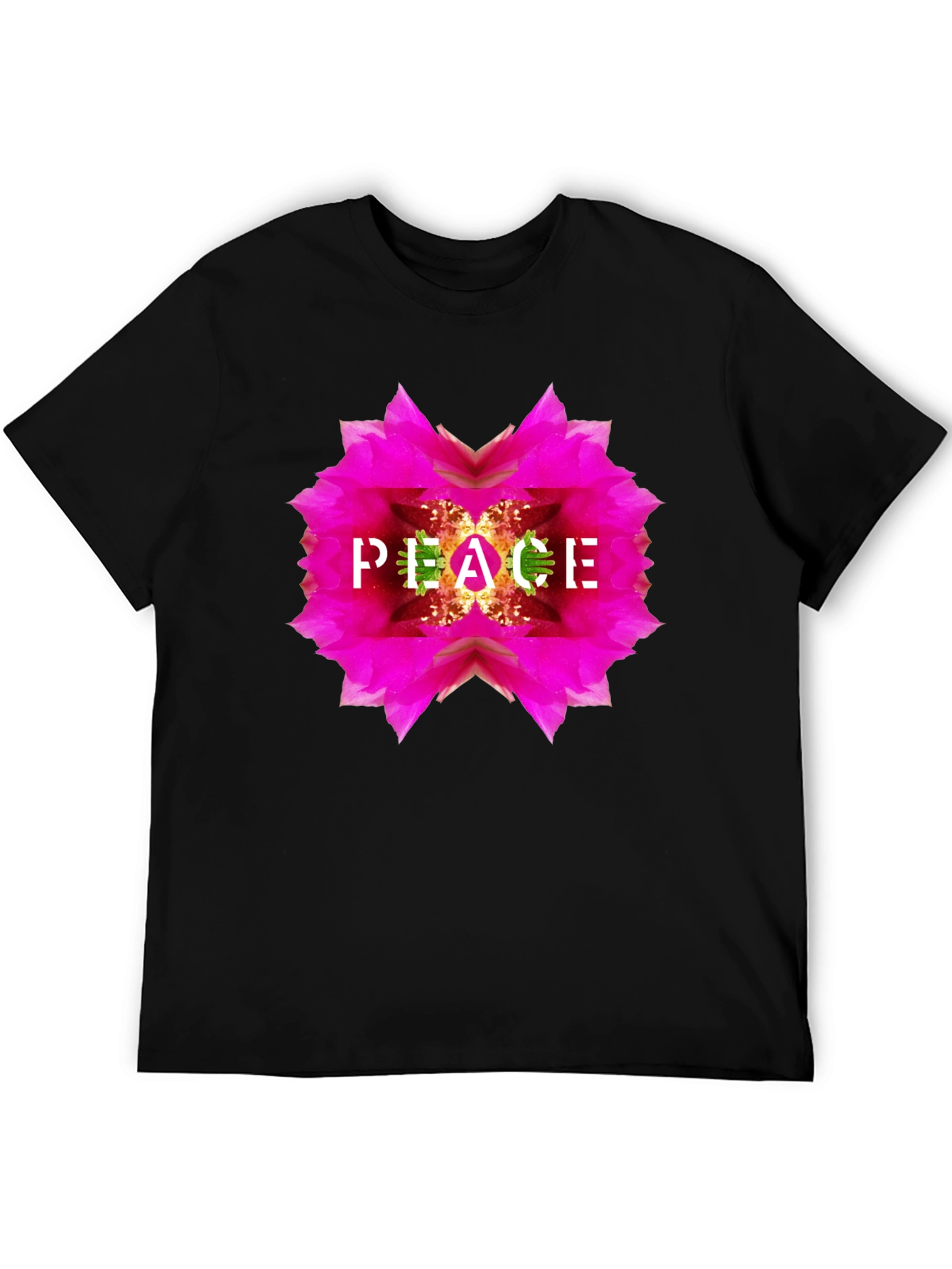 Peace Flower Graphic T-Shirt - Black
