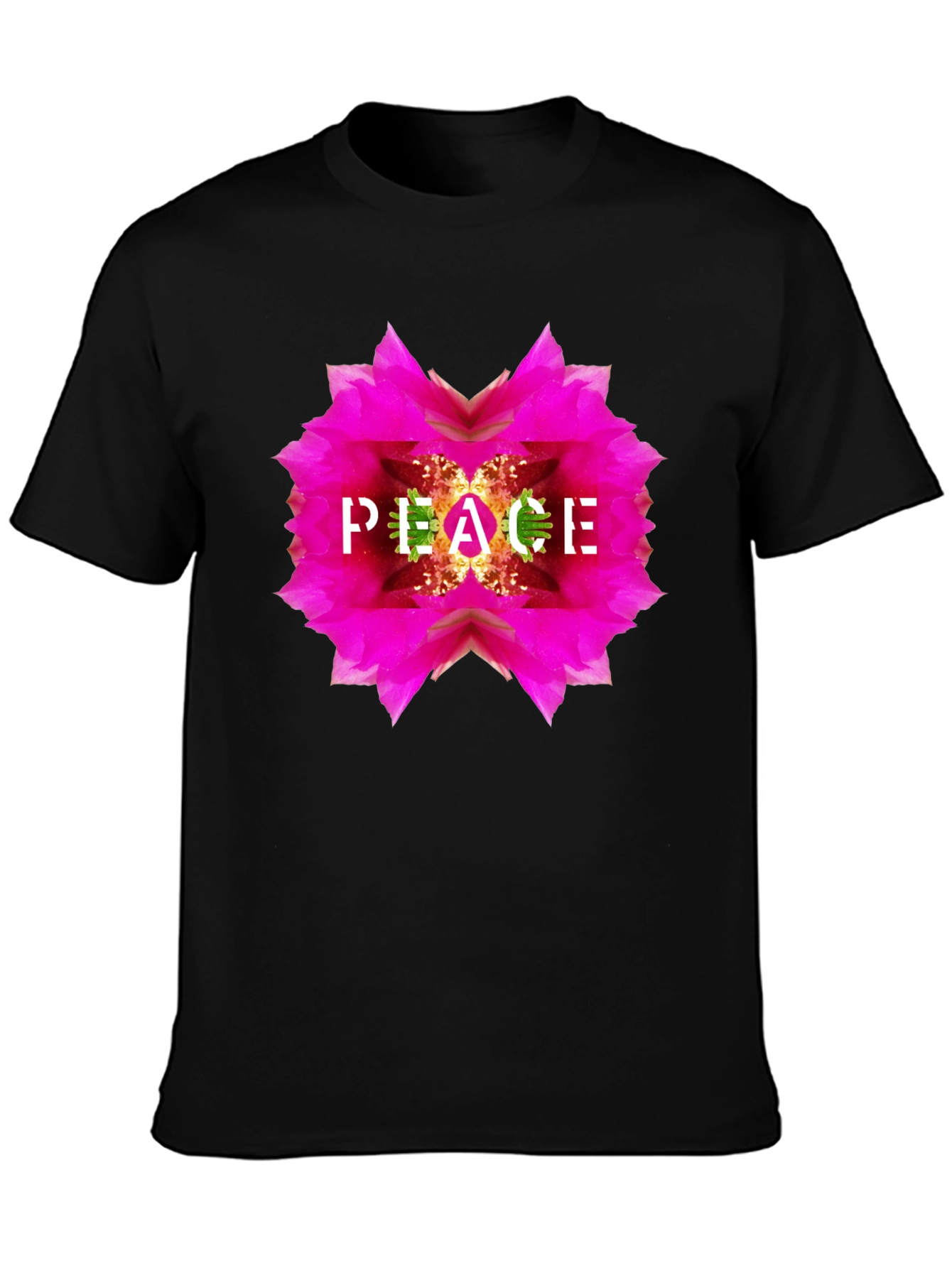 Peace Flower Graphic T-Shirt - Black