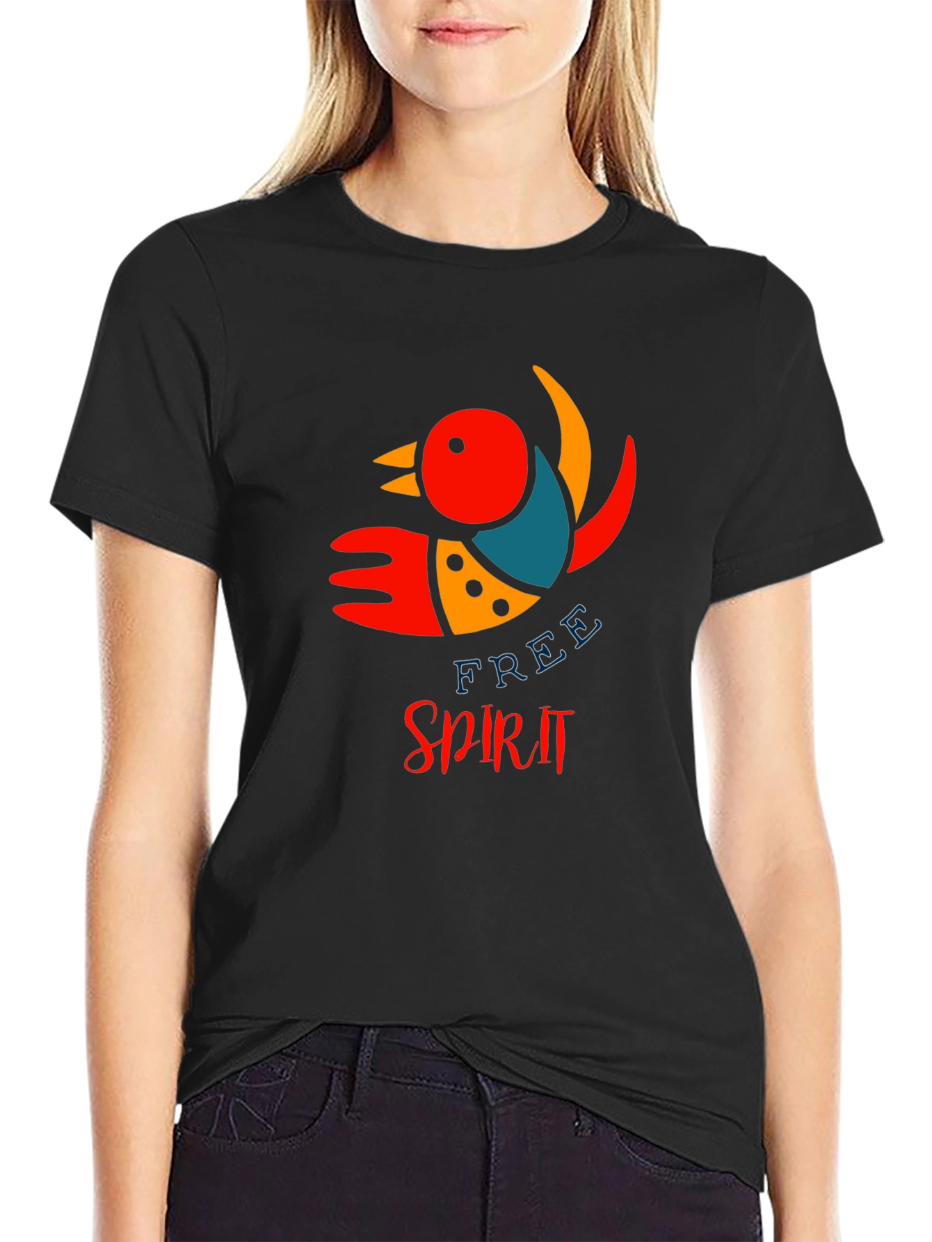 Free Spirit Bird Graphic Tee - Black